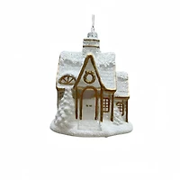 5" White Snow House Glass Ornament by Ashland®