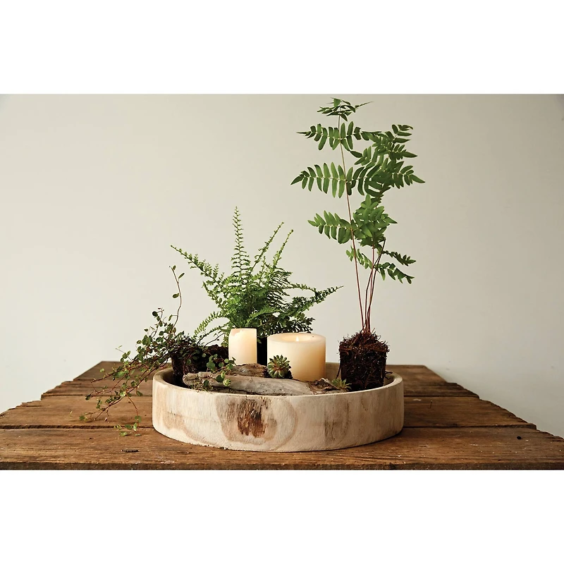 Hello Honey® 17'' Distressed Brown Paulownia Wood Hand Carved Tray