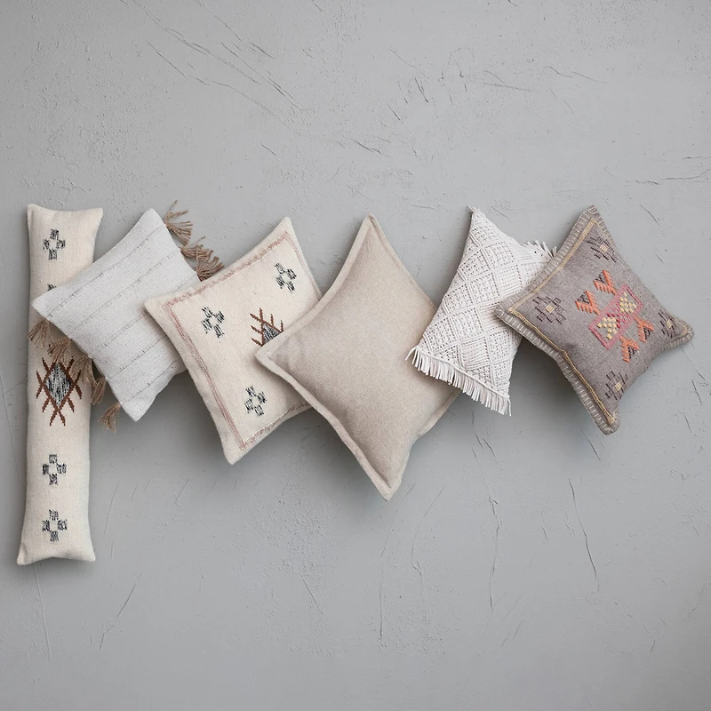 Hello Honey® Boho Embroidery & Tassels Woven Jute & Cotton Throw Pillow Cover