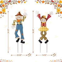 Glitzhome® 36" Fall Metal Scarecrow Yard Stake Set