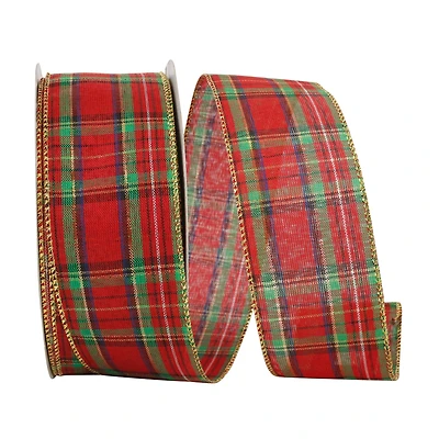 JAM Paper 2.5" x 50yd. Wired Renee Plaid Ribbon