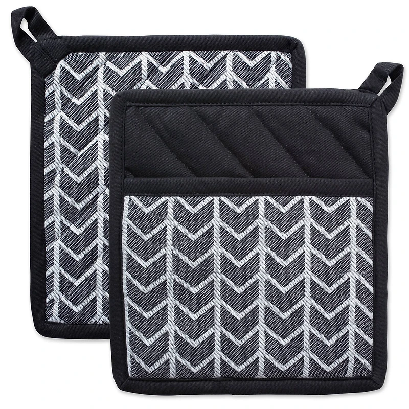 DII® Black & White Herringbone Potholder (Set of 2)