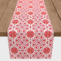 Valentine's Day Heart Tile Twill Table Runner