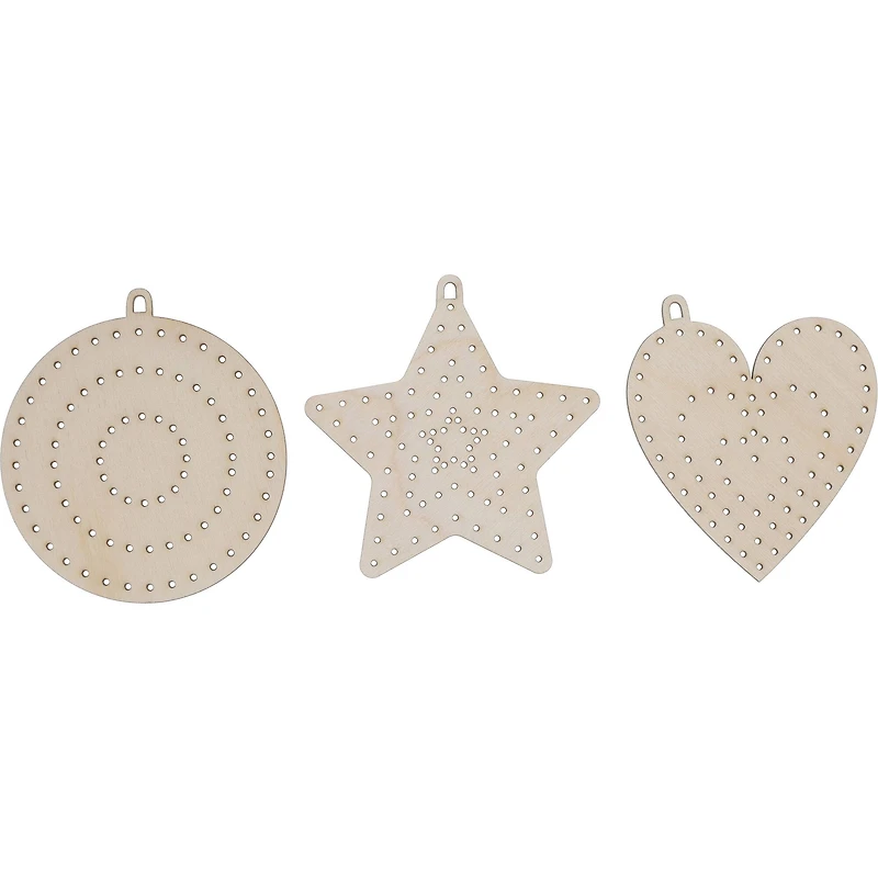 Leisure Arts® Beginner Basic Shapes 3 Piece Wood Stitchery Ornament Kit