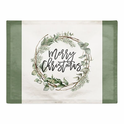 Merry Christmas Wreath Poly Twill Placemat