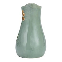 Hello Honey® 10" Hand-Painted Wax Relief Pattern Stoneware Pitcher