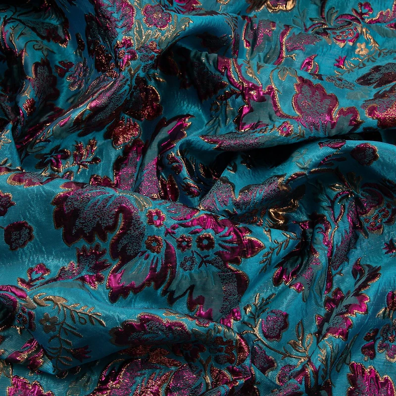 Cosplay by Yaya Han Teal 3D Floral Brocade Fabric