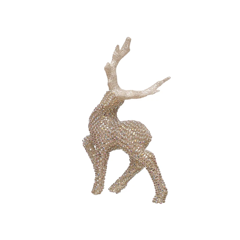 8" Gold Glitter & Crystal Dancing Reindeer Tabletop Décor by Ashland®