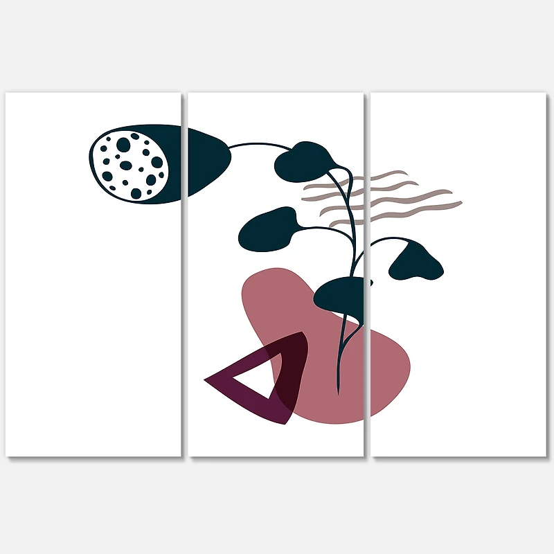 Designart - Elementary Shapes With Abstract Flowers Plants V