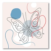 Designart - Butterfly One Line Drawing On Cubism Shapes III - Modern Canvas Wall Art Print
