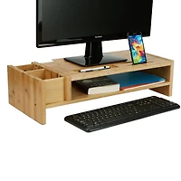 Mind Reader Brown 6 Compartment Monitor Stand Organizer