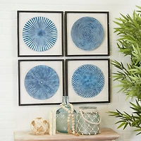 Blue Wood Coastal Abstract Art Wall Decor, Set of 4 16" x 16"