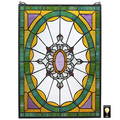 Design Toscano 25" Monte Carlo Tiffany-Style Stained Glass Window Hanging Décor