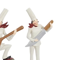 White Polystone Traditional Chef Sculptures, Set of 3