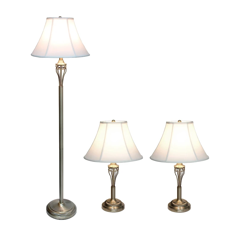 Lalia Home Antique Brass Table and Floor Lamp Set