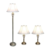 Lalia Home Antique Brass Table and Floor Lamp Set