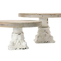 Hello Honey® Distressed White Wood & Metal Pedestals Set