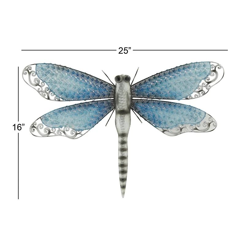 Turquoise Metal Eclectic Wall Decor, 25" x 16"