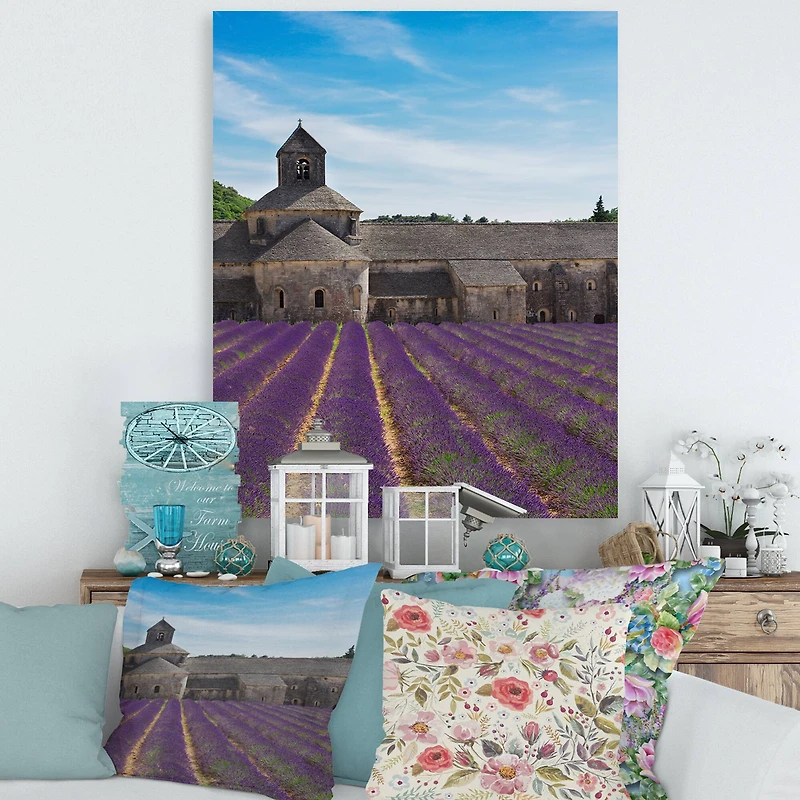 Designart - Lavender Field With Abbey In France