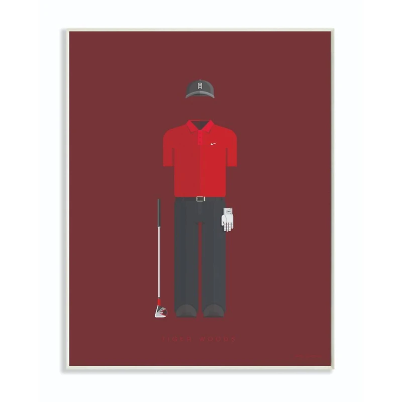 Stupell Industries Famous People Character Fashion Design Tiger Woods Wood Wall Plaque