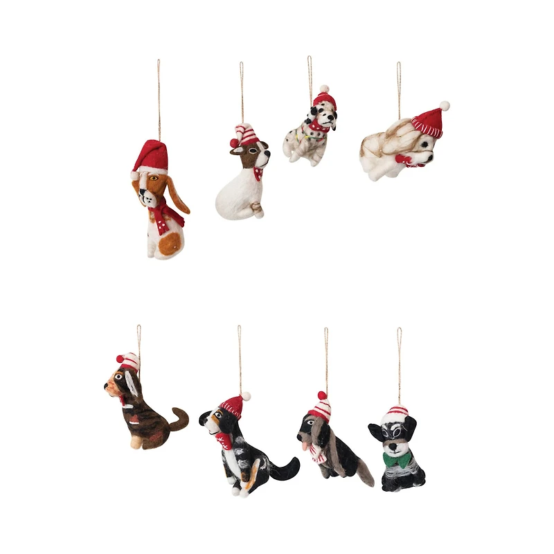 Hello Honey® Handmade Wool Felt Christmas Dog Ornament Set