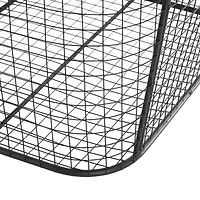 30.25" Black Metal Open Frame Wire Grid Storage Basket with Curved Sides & Ring Handles