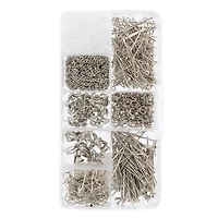 John Bead 8 Slot Round Silver Assortment Findings Jewelry Making Kit, 671ct.