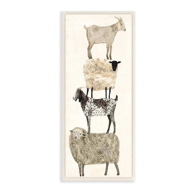 Stupell Industries Fun Stacked Sheep and Goats Farm Animals Wood Wall Plaque