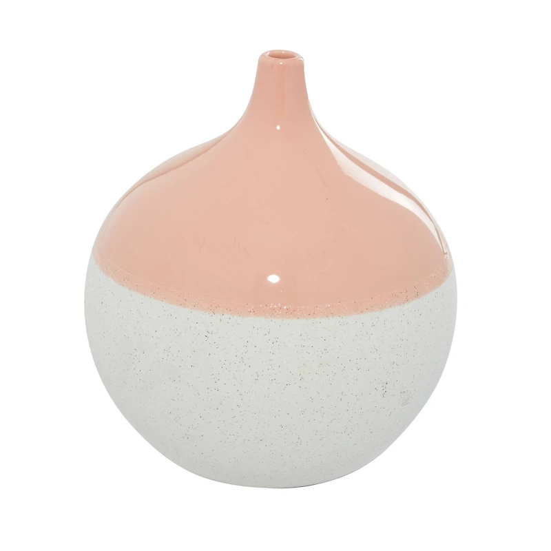 Pink Ceramic Modern Vase, 10" x 9" x 9"
