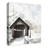 Covered Bridge In Winter 20x24 Canvas Wall Art