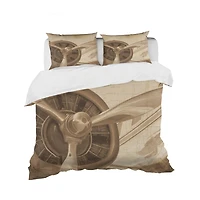 Designart 'Retro Airplanes Sepia' Traditional Bedding Set
