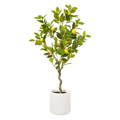 American Art Decor 5ft. Realistic Artificial Lemon Tree in White Pot