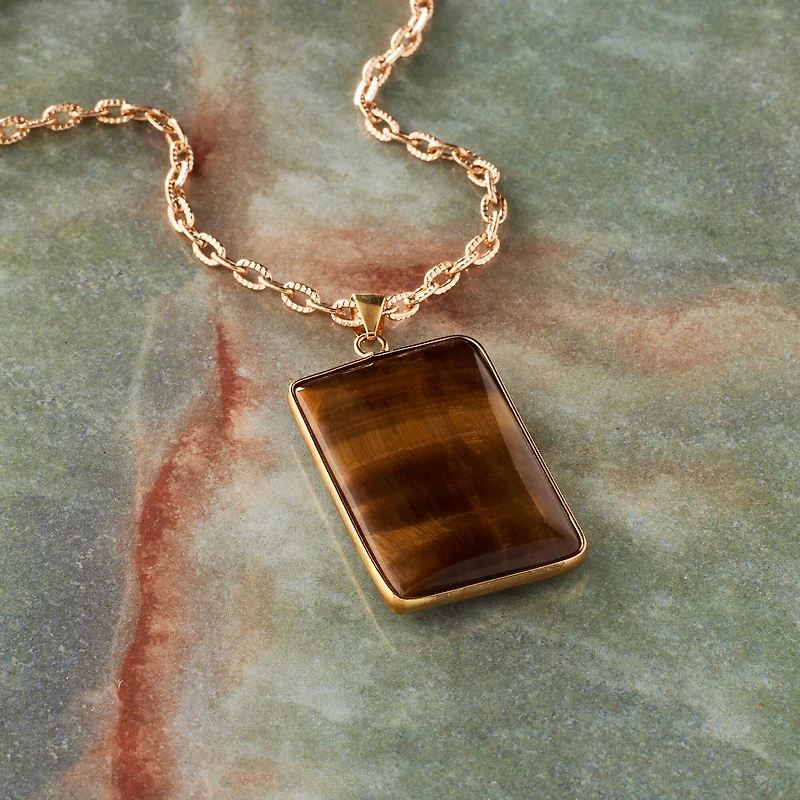 Yellow Tiger's Eye Rectangle Pendant by Bead Landing™