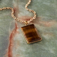Yellow Tiger's Eye Rectangle Pendant by Bead Landing™