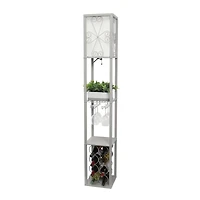 Simple Designs™ Floor Lamp Storage Shelf and Wine Rack with Linen Shade