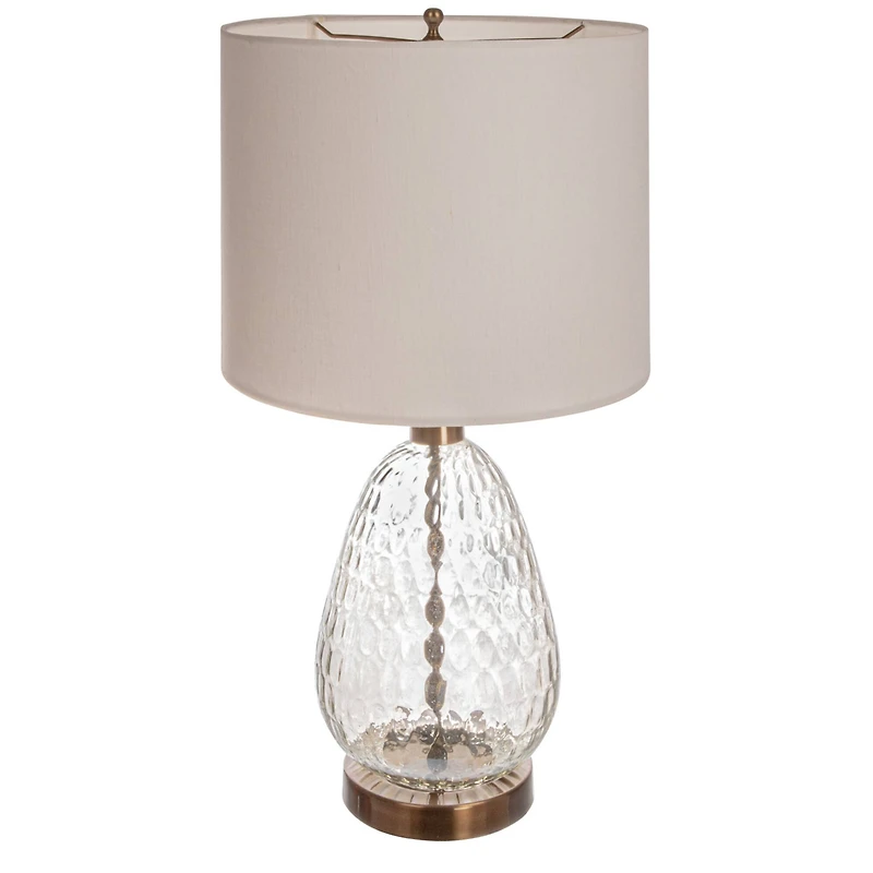 Hello Honey® 2ft. Textured Glass Base Table Lamp with White Cotton Drum Shade