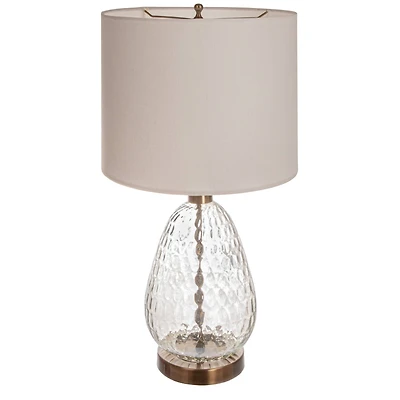 Hello Honey® 2ft. Textured Glass Base Table Lamp with White Cotton Drum Shade