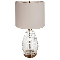 Hello Honey® 2ft. Textured Glass Base Table Lamp with White Cotton Drum Shade