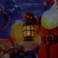 LED Lighted Santa Claus With Reindeer Christmas Canvas Wall Art