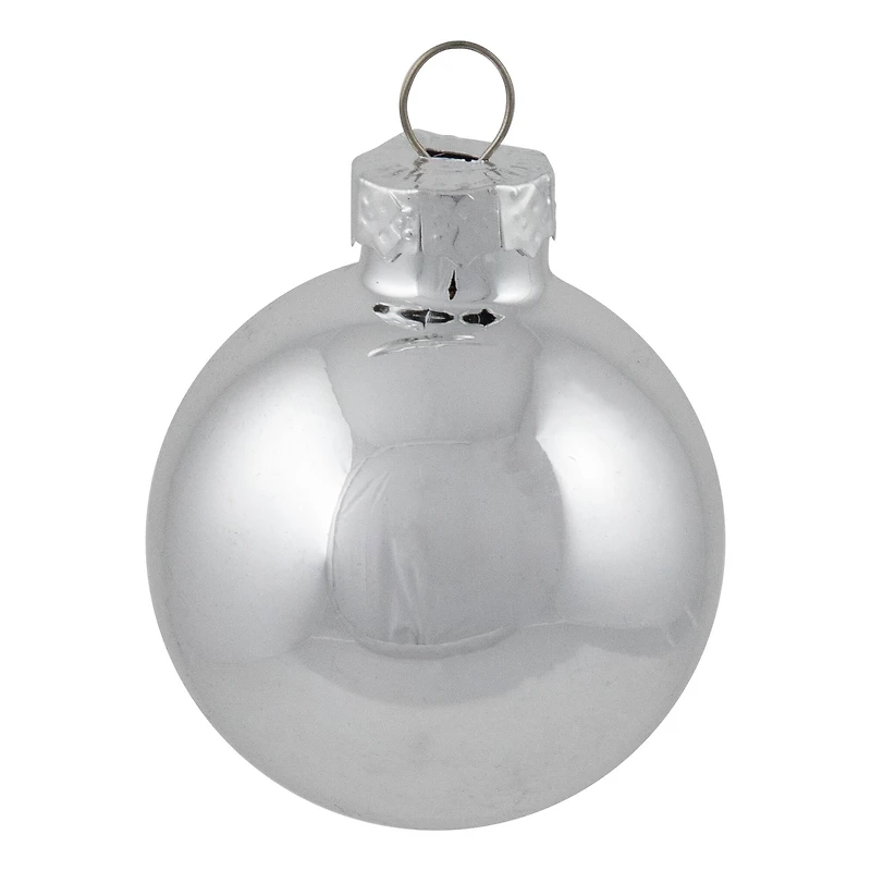 10ct. 1.75" Silver Shiny and Matte Glass Ball Christmas Ornaments