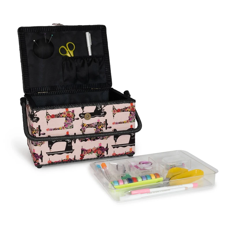 Dritz® Large Pink Sewing Machines Sewing Basket