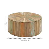 Brown Reclaimed Wood Rustic Coffee Table, 16" x 38" x 38"
