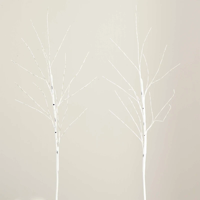 2 Pack 3ft. Pre-Lit Artificial White Birch Branches, Warm White LED Lights