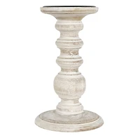 8 Pack: 8" Whitewashed Wood Carved Pillar Candle Holder by Ashland®