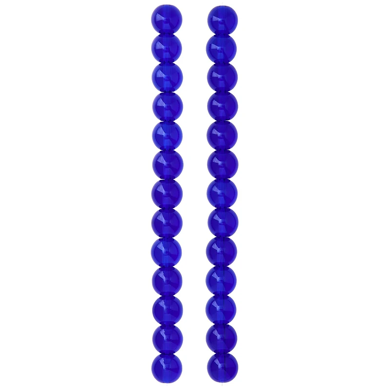 Blue Glass Round Beads, 10mm by Bead Landing™