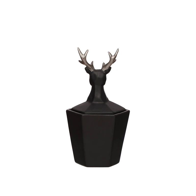 7.5" Black & Silver Reindeer Decorative Container by Ashland®