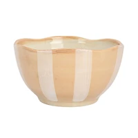 Hello Honey® 5" Brown & White Striped Hand-Painted Stoneware Bowl, 3ct.