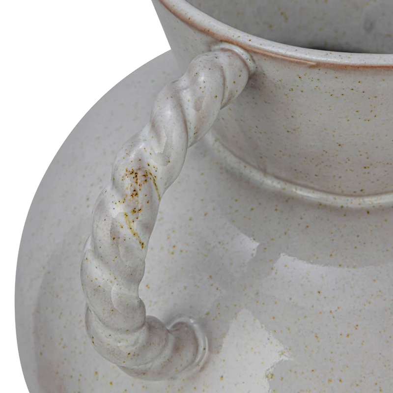 Hello Honey® 9.25" Cream Reactive Glaze Stoneware Vase with Twisted Handle
