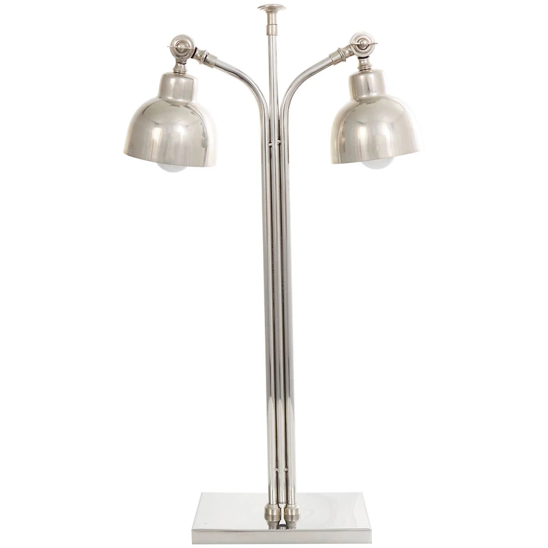 2ft. Silver Stainless Steel Desk Lamp with Dual Shades