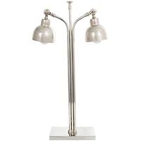 2ft. Silver Stainless Steel Desk Lamp with Dual Shades